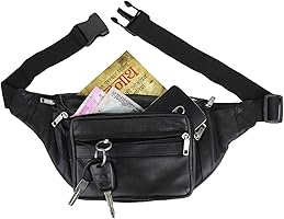 K London Genuine Leather Waist Bag for Men & Women | Black Fanny